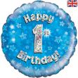 Picture of 18 inch Happy 1st Birthday Blue Foil Balloon