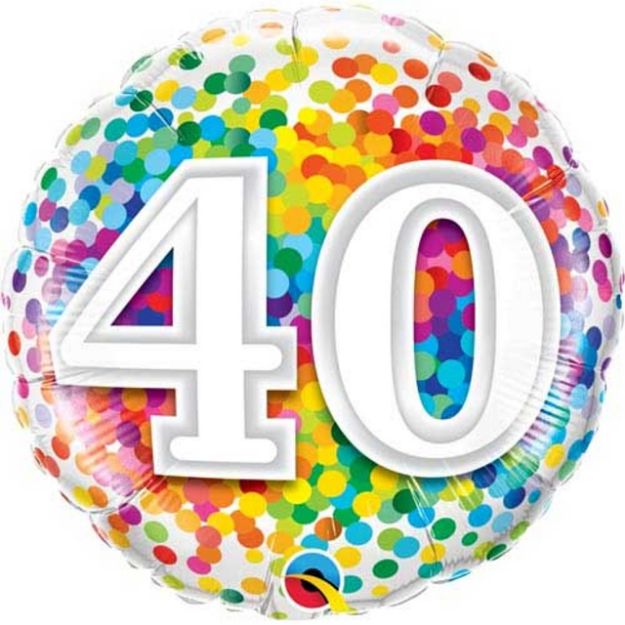 Picture of 18 inch Rainbow Confetti 40 Foil Balloon