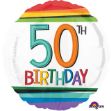Picture of 18 inch Rainbow Stripes 50th Birthday Foil Balloon