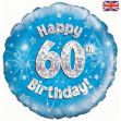 Picture of 18 inch Happy 60th Birthday Blue Foil Balloon