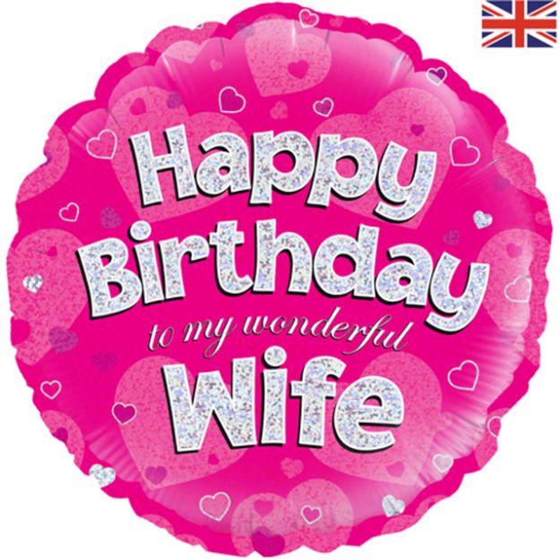 Picture of 18 inch Happy Birthday Wife Round Foil Balloon