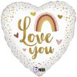 Picture of 18 inch Boho Rainbow Love You Heart Foil Balloon